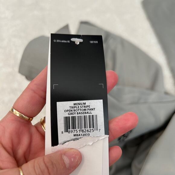 NWT Adidas Men Triple Strip Grey Baseball Pants M Athleisure Luxe Casual Workout - Picture 7 of 8